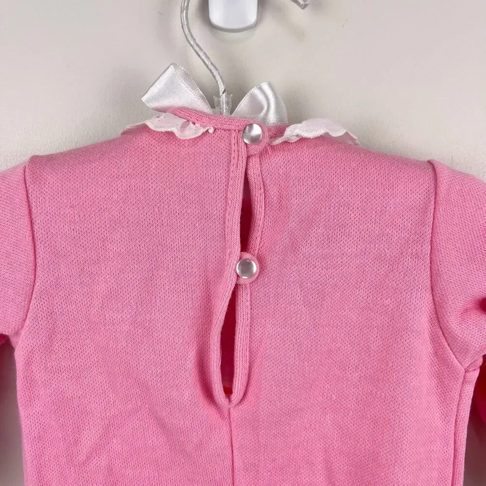 Vintage Carter's Pink Ruffle Lace Coverall Romper 9 Months USA